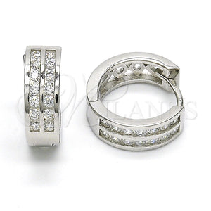 Argolla Huggie 02.286.0004.15 Plata Rodinada, con Zirconia Cubica Blanca, Pulido, Rodinado