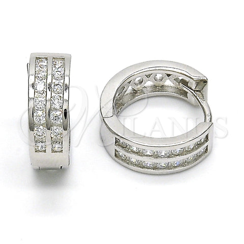 Argolla Huggie 02.286.0004.15 Plata Rodinada, con Zirconia Cubica Blanca, Pulido, Rodinado