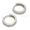 Argolla Huggie 02.286.0006.16 Plata Rodinada, con Blanca Zirconia Cubica, Pulido, Rodinado