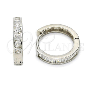 Argolla Huggie 02.286.0006.16 Plata Rodinada, con Zirconia Cubica Blanca, Pulido, Rodinado