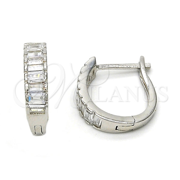 Argolla Huggie 02.286.0007.15 Plata Rodinada, con Zirconia Cubica Blanca, Pulido, Rodinado