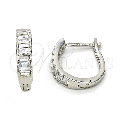 Argolla Huggie 02.286.0007.15 Plata Rodinada, con Zirconia Cubica Blanca, Pulido, Rodinado