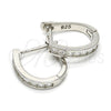 Argolla Huggie 02.286.0012.15 Plata Rodinada, con Zirconia Cubica Blanca, Pulido, Rodinado