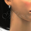 Argolla Huggie 02.174.0045.15 Plata Rodinada, Diseño de Oja, con Micro Pave Blanca, Pulido, Rodinado