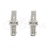 Argolla Huggie 02.174.0046.15 Plata Rodinada, con Micro Pave Blanca, Pulido, Rodinado