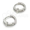 Argolla Huggie 02.174.0046.15 Plata Rodinada, con Micro Pave Blanca, Pulido, Rodinado