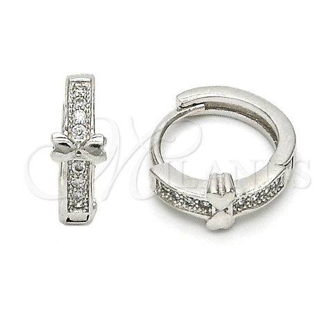Argolla Huggie 02.174.0046.15 Plata Rodinada, con Micro Pave Blanca, Pulido, Rodinado