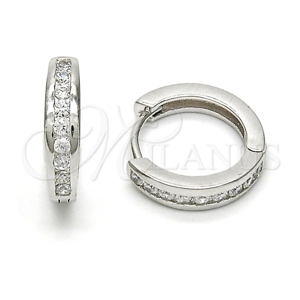 Argolla Huggie 02.174.0050.15 Plata Rodinada, con Zirconia Cubica Blanca, Pulido, Rodinado