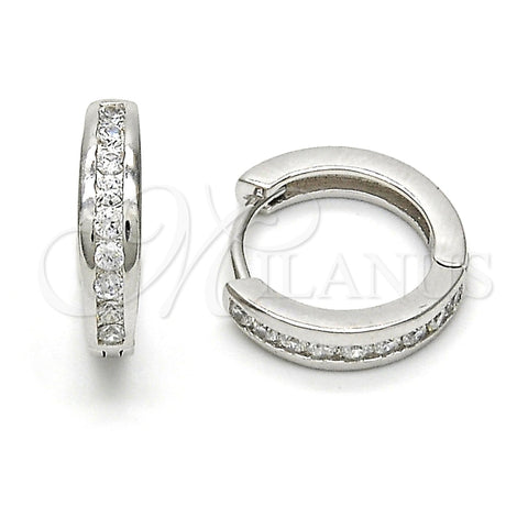 Argolla Huggie 02.174.0050.15 Plata Rodinada, con Zirconia Cubica Blanca, Pulido, Rodinado