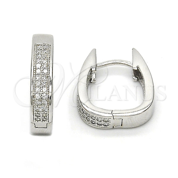 Argolla Huggie 02.174.0052.15 Plata Rodinada, con Micro Pave Blanca, Pulido, Rodinado