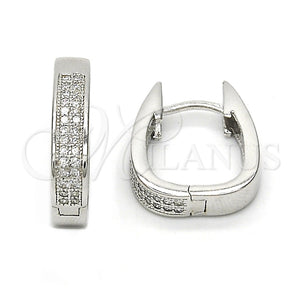 Argolla Huggie 02.174.0052.15 Plata Rodinada, con Micro Pave Blanca, Pulido, Rodinado