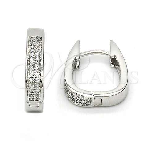Argolla Huggie 02.174.0052.15 Plata Rodinada, con Micro Pave Blanca, Pulido, Rodinado