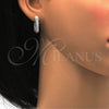 Argolla Huggie 02.174.0059.15 Plata Rodinada, con Micro Pave Blanca, Pulido, Rodinado