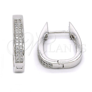 Argolla Huggie 02.174.0059.15 Plata Rodinada, con Micro Pave Blanca, Pulido, Rodinado