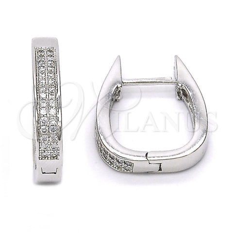 Argolla Huggie 02.174.0059.15 Plata Rodinada, con Micro Pave Blanca, Pulido, Rodinado