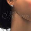 Arete Dormilona 02.174.0069 Plata Rodinada, Diseño de Paraguas, con Micro Pave Blanca, Pulido, Rodinado