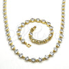 Collar y Pulsera 06.205.0031 Oro Laminado, con Blanca Zirconia Cubica, Pulido, Tono Dorado