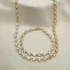 Collar y Pulsera 06.205.0031 Oro Laminado, con Blanca Zirconia Cubica, Pulido, Tono Dorado