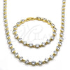 Collar y Pulsera 06.205.0031 Oro Laminado, con Blanca Zirconia Cubica, Pulido, Tono Dorado