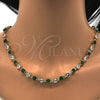 Collar y Pulsera 06.205.0031.1 Oro Laminado, con Verde and Blanca Zirconia Cubica, Pulido, Tono Dorado