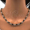 Collar y Pulsera 06.205.0031.3 Oro Laminado, con Zafiro Azul and Blanca Zirconia Cubica, Pulido, Tono Dorado