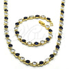 Collar y Pulsera 06.205.0031.3 Oro Laminado, con Zafiro Azul and Blanca Zirconia Cubica, Pulido, Tono Dorado