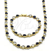 Collar y Pulsera 06.205.0031.3 Oro Laminado, con Zafiro Azul and Blanca Zirconia Cubica, Pulido, Tono Dorado