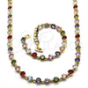 Collar y Pulsera 06.205.0031.4 Oro Laminado, con Multicolor Zirconia Cubica, Pulido, Tono Dorado