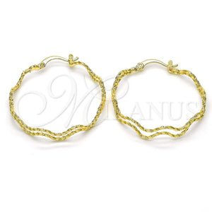 Argolla Mediana 02.168.0048.35 Oro Laminado, Diseño de Torcido, Diamantado, Tono Dorado