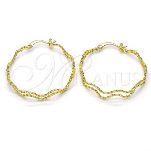 Argolla Mediana 02.168.0048.35 Oro Laminado, Diseño de Torcido, Diamantado, Tono Dorado