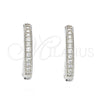 Argolla Huggie 02.175.0065.15 Plata Rodinada, con Micro Pave Blanca, Pulido, Rodinado