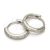 Argolla Huggie 02.175.0065.15 Plata Rodinada, con Micro Pave Blanca, Pulido, Rodinado