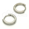 Argolla Huggie 02.175.0065.15 Plata Rodinada, con Micro Pave Blanca, Pulido, Rodinado
