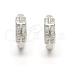 Argolla Huggie 02.175.0068.15 Plata Rodinada, con Micro Pave Blanca, Pulido, Rodinado