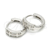 Argolla Huggie 02.175.0068.15 Plata Rodinada, con Micro Pave Blanca, Pulido, Rodinado