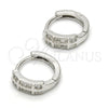 Argolla Huggie 02.175.0068.15 Plata Rodinada, con Micro Pave Blanca, Pulido, Rodinado