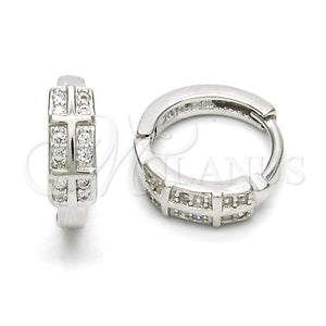 Argolla Huggie 02.175.0068.15 Plata Rodinada, con Micro Pave Blanca, Pulido, Rodinado