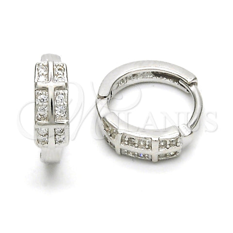 Argolla Huggie 02.175.0068.15 Plata Rodinada, con Micro Pave Blanca, Pulido, Rodinado