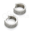 Argolla Huggie 02.175.0073.15 Plata Rodinada, con Micro Pave Blanca, Pulido, Rodinado