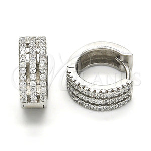 Argolla Huggie 02.175.0073.15 Plata Rodinada, con Micro Pave Blanca, Pulido, Rodinado