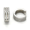 Argolla Huggie 02.175.0073.15 Plata Rodinada, con Micro Pave Blanca, Pulido, Rodinado