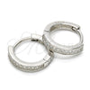 Argolla Huggie 02.175.0075.15 Plata Rodinada, con Micro Pave Blanca, Pulido, Rodinado