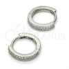 Argolla Huggie 02.175.0075.15 Plata Rodinada, con Micro Pave Blanca, Pulido, Rodinado