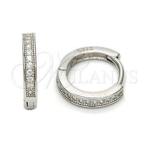 Argolla Huggie 02.175.0075.15 Plata Rodinada, con Micro Pave Blanca, Pulido, Rodinado