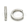 Argolla Huggie 02.175.0075.15 Plata Rodinada, con Micro Pave Blanca, Pulido, Rodinado