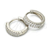 Argolla Huggie 02.175.0079.15 Plata Rodinada, con Zirconia Cubica Blanca, Pulido, Rodinado