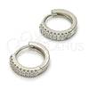 Argolla Huggie 02.175.0079.15 Plata Rodinada, con Zirconia Cubica Blanca, Pulido, Rodinado