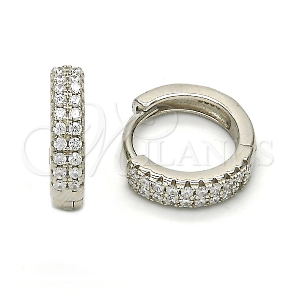 Argolla Huggie 02.175.0079.15 Plata Rodinada, con Zirconia Cubica Blanca, Pulido, Rodinado