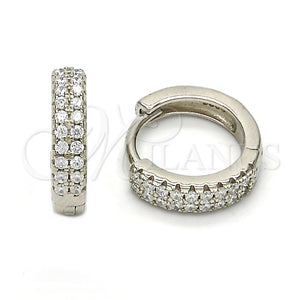 Argolla Huggie 02.175.0079.15 Plata Rodinada, con Zirconia Cubica Blanca, Pulido, Rodinado