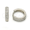 Argolla Huggie 02.175.0079.15 Plata Rodinada, con Zirconia Cubica Blanca, Pulido, Rodinado